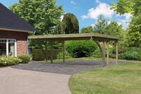 Karibu Doppelcarport Classic 1C, Dach mit Stahlplatten kesseldruckimprägniert 2x Bogen - 5,90x4,82x2,37m