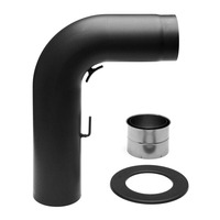 Rauchrohr 130mm Set Rund mit Drosselklappe schwarz