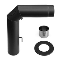 Rauchrohr 150mm Bogen Set eckig mit Drosselklappe schwarz