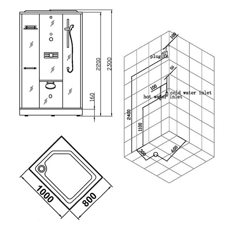 EAGO Dampfdusche DZ954F8 weiß 100x80 links EAGO Dampfdusche DZ954F8 weiß 100x80 links