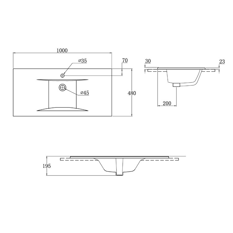 EAGO Waschbecken BB1272E (Einbau) 100cm breit EAGO Waschbecken BB1272E (Einbau) 100cm breit