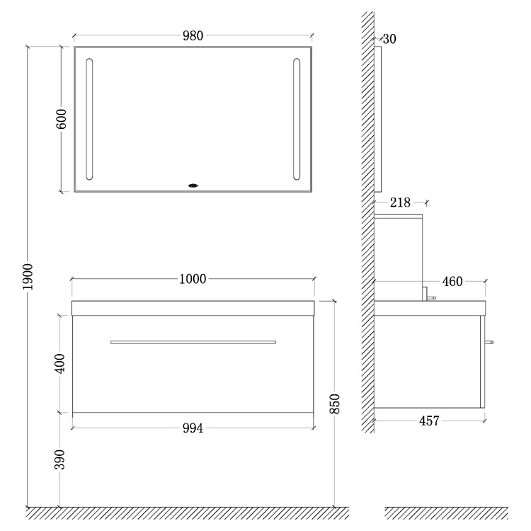 Badmöbel NewOrleans NO-1000 schwarz/100x40 Badmöbel NewOrleans NO-1000 schwarz/100x40