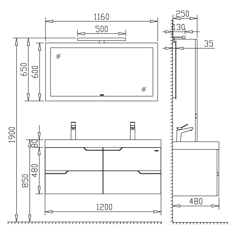 EAGO Badmöbel Barcelona BA-1200 dunkelgrau/120x56 EAGO Badmöbel Barcelona BA-1200 dunkelgrau/120x56