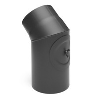 Rauchrohr 130mm Bogen 45° mit Tür mit Reinigungsöffnung gussgrau