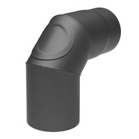 Rauchrohr 130mm Bogen 90° mit Reinigungsöffnung gussgrau