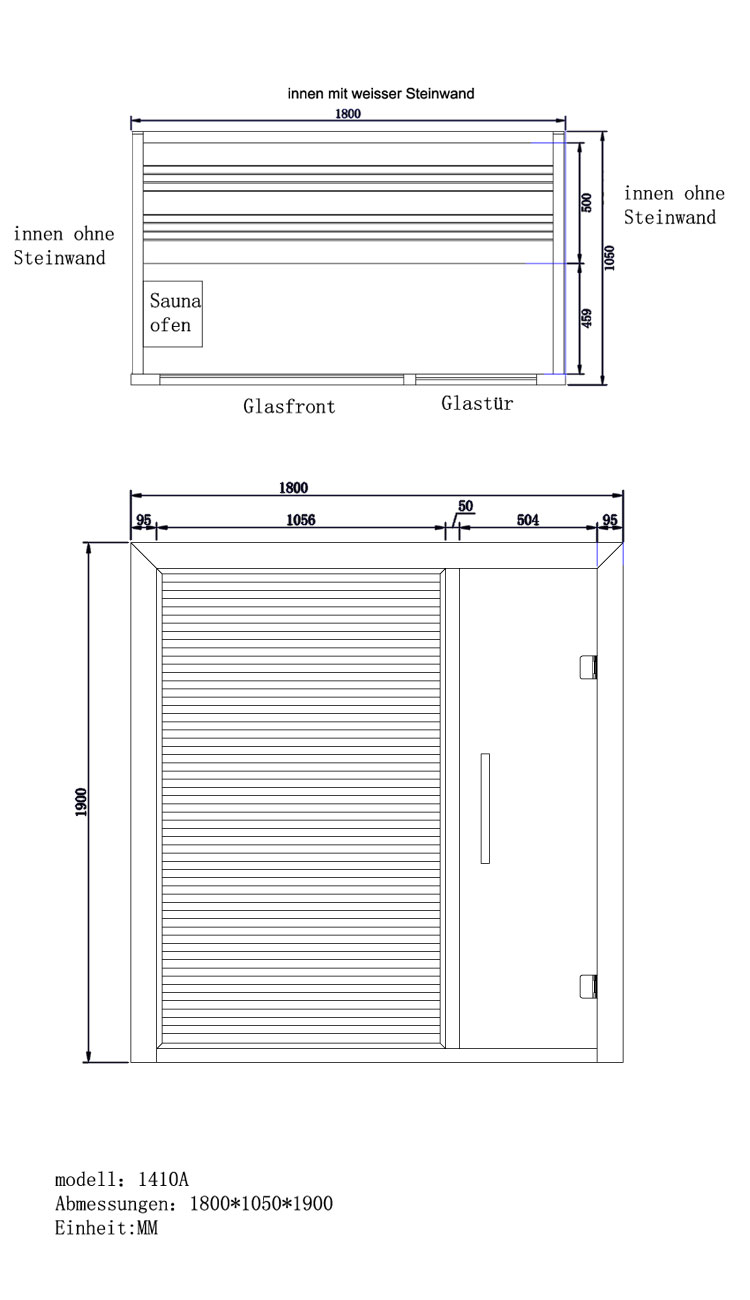 EOSPA Sauna E1410A Pappelholz 180x105 6.8kW Cilindro EOSPA Sauna E1410A Pappelholz 180x105 6.8kW Cilindro