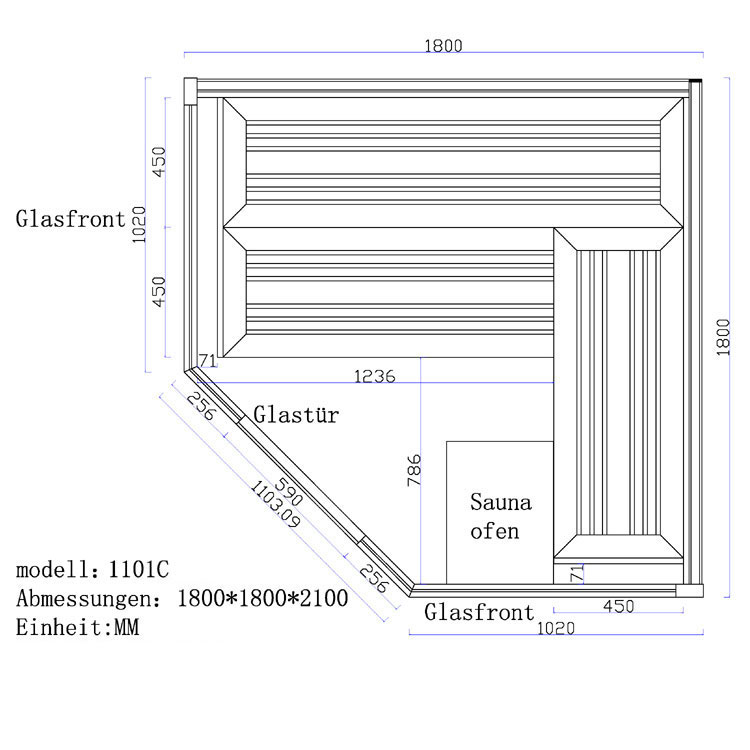 EOSPA Sauna B1101C Pappelholz 180x180 9kW EOS BiOMAX EOSPA Sauna B1101C Pappelholz 180x180 9kW EOS BiOMAX