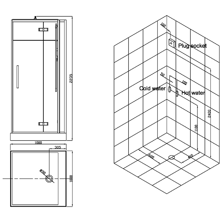 EAGO Dusche D989 mit Duschtasse weiß 100x100 rechts EAGO Dusche D989 mit Duschtasse weiß 100x100 rechts