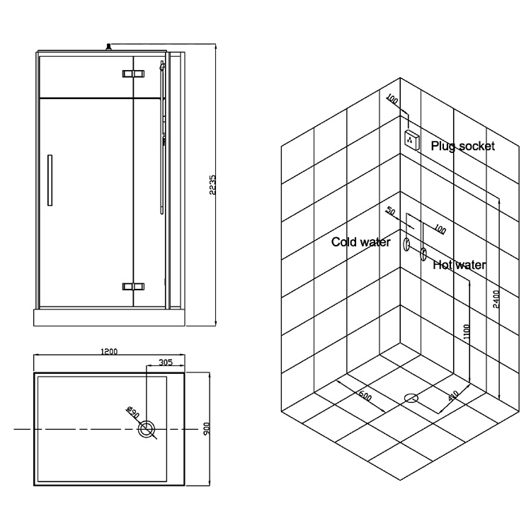 EAGO Dusche D990 mit Duschtasse weiß 120x90 links EAGO Dusche D990 mit Duschtasse weiß 120x90 links