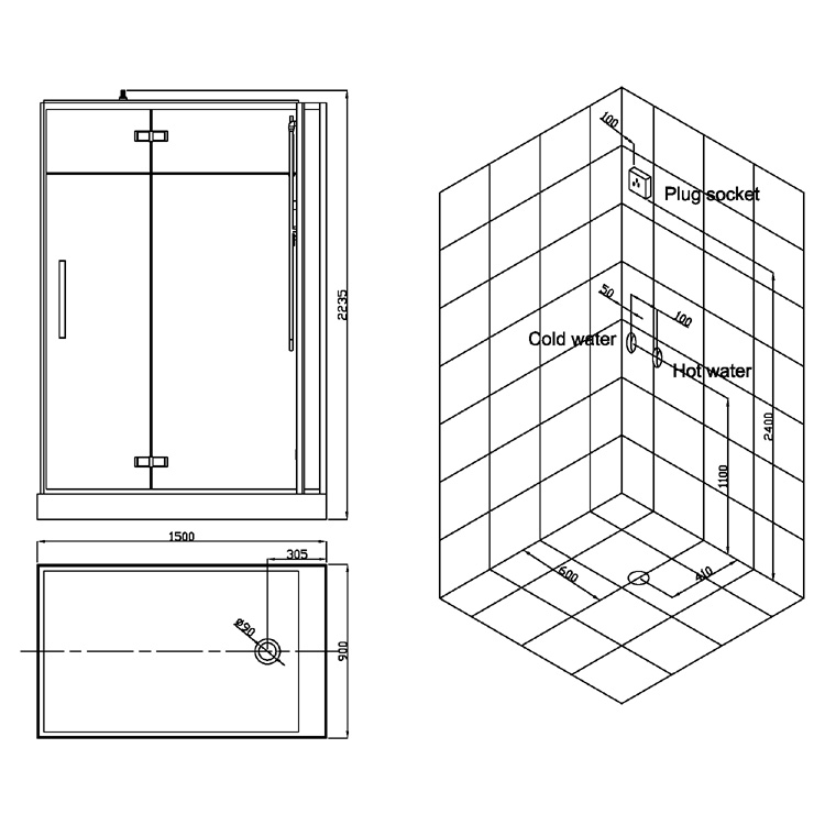 EAGO Dusche D991 mit Duschtasse weiß 150x90 rechts EAGO Dusche D991 mit Duschtasse weiß 150x90 rechts
