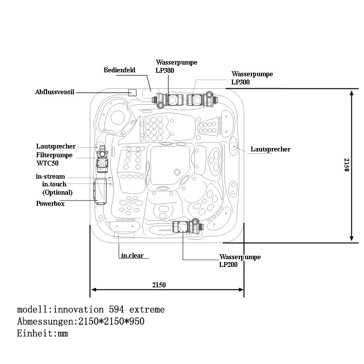 SPA Aussenwhirlpool IN-594 premium extreme OceanWave 215x215 braun SPA Aussenwhirlpool IN-594 premium extreme OceanWave 215x215 braun