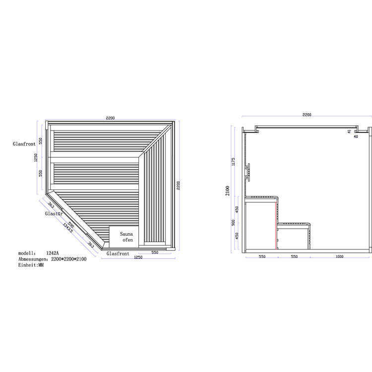 EOSPA Sauna B1242A rote Zeder 220x220 9kW EOS BiOMax EOSPA Sauna B1242A rote Zeder 220x220 9kW EOS BiOMax