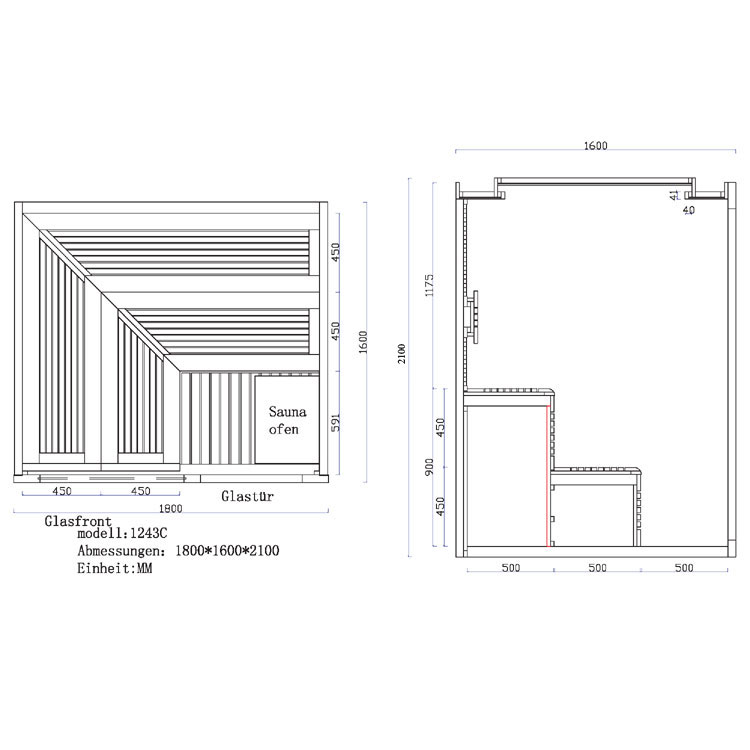 EOSPA Sauna B1243C rote Zeder 180x160 7.5kW EOS BiOFilius EOSPA Sauna B1243C rote Zeder 180x160 7.5kW EOS BiOFilius