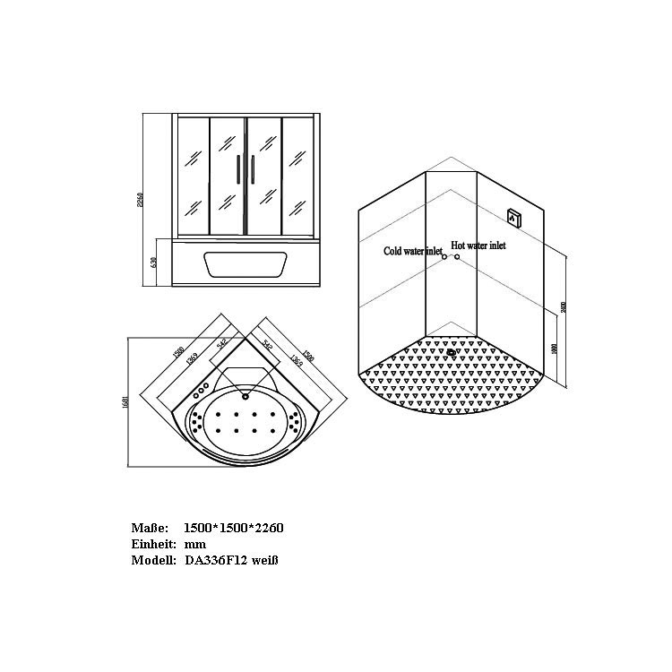 EAGO Dampfdusche DA336F12 weiß 150x150 EAGO Dampfdusche DA336F12 weiß 150x150