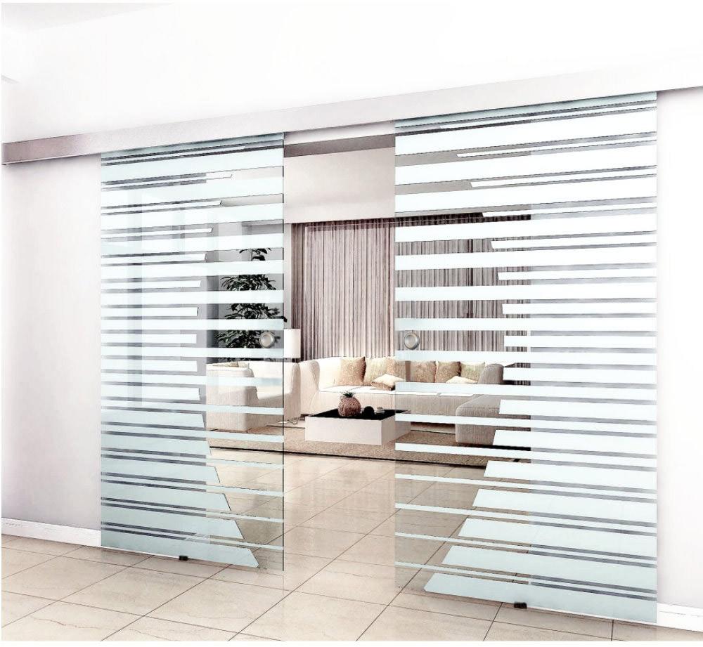 Deluxe Doppelglasschiebetür 2x77,5 cm mit Streifendesign und Muschelgriff Deluxe Doppelglasschiebetür 2x77,5 cm mit Streifendesign und Muschelgriff