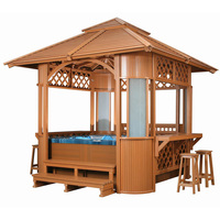EOSPA Aussenwhirlpool Gazebo LT04 inkl. Barhocker (braun)