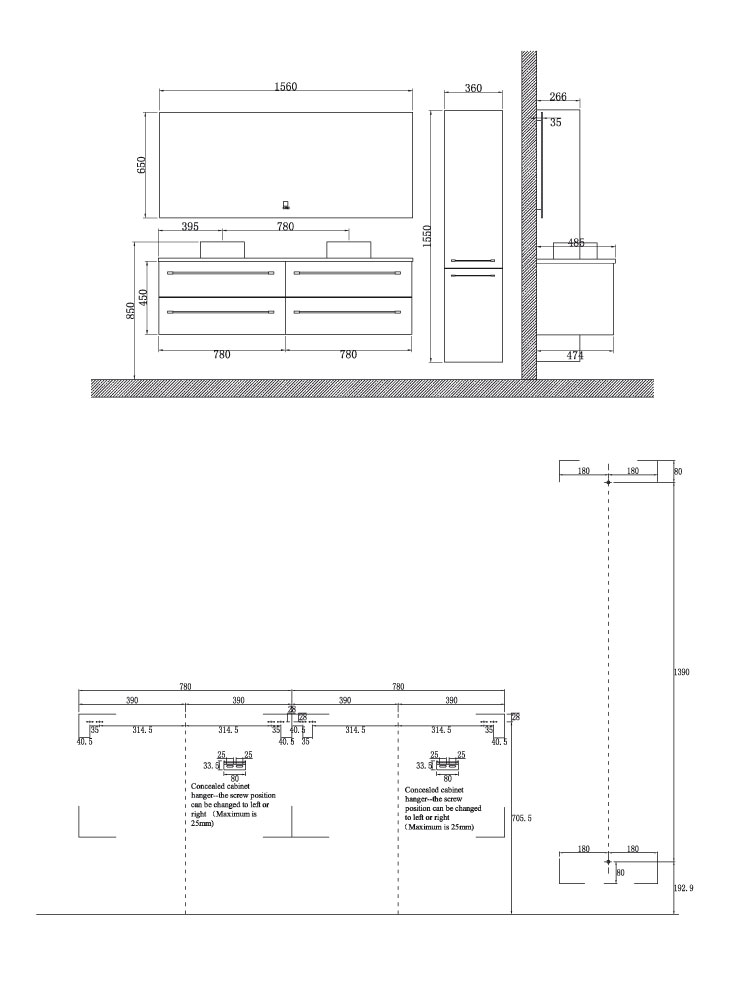 EAGO Badmöbel Neapel NA-1600 weiß 160x47 APweiß EAGO Badmöbel Neapel NA-1600 weiß 160x47 APweiß