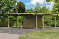 Karibu Doppelcarport Eco 2 mit integriertem Abstellraum 3,7 m², kesseldruckimprägniert