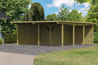 Karibu Doppelcarport Eco 2 mit Abstellraum 1 + Seitenwände