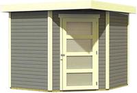 Karibu Woodfeeling Gartenhaus Schwandorf 5 terragrau Breite*Tiefe* Höhe: 2,46*2,42*2,18