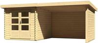 Karibu Woodfeeling Bastrup 4 Blockbohlenhaus 28 mm mit 300 cm Schleppdach Rückwand und Seitenwand