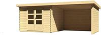Karibu Woodfeeling Bastrup 5 Blockbohlenhaus 28 mm mit 3m Schleppdach,Seiten und Rückwand
