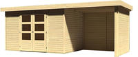 Karibu Woodfeeling Gartenhaus Askola 4 mit Anbaudach und 19 mm Seiten- Rückwand naturbelassen