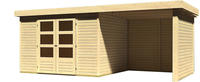 Karibu Woodfeeling Gartenhaus Askola 5 mit Anbaudach und 19 mm Seiten- Rückwand naturbelassen