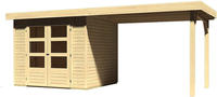 Karibu Woodfeeling Askola 3 mit Anbaudach naturbelassen