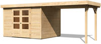 Karibu Woodfeeling Gartenhaus Askola 5 mit Anbaudach 2,60m Breite naturbelassen