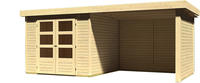 Karibu Woodfeeling Gartenhaus Askola 3,5 mit Anbaudach und 19 mm Seiten- Rückwand naturbelassen