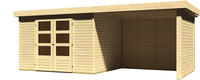 Karibu Woodfeeling Gartenhaus Askola 5 mit Anbaudach und 19 mm Seiten- Rückwand naturbelassen