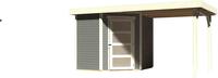 Karibu Woodfeeling Gartenhaus Schwandorf 3 mit Anbaudach 2,20 m Breite terragrau