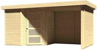 Karibu Woodfeeling Gartenhaus Schwandorf 3 mit Anbaudach 2,20 m Breite und 19 mm Seiten- und Rückwand naturbelassen