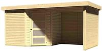 Karibu Woodfeeling Gartenhaus Schwandorf 5 mit Anbaudach 2,20 m Breite und 19 mm Seiten- und Rückwand naturbelassen
