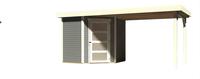 Karibu Woodfeeling Gartenhaus Schwandorf 3 mit Anbaudach 2,60 m Breite terragrau