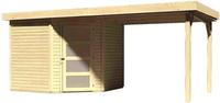 Karibu Woodfeeling Gartenhaus Schwandorf 5 mit Anbaudach 2,60 m Breite naturbelassen