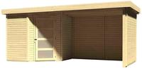 Karibu Woodfeeling Gartenhaus Schwandorf 3 mit Anbaudach 2,60 m Breite und 19 mm Seiten- und Rückwand naturbelassen