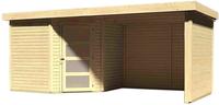 Karibu Woodfeeling Gartenhaus Schwandorf 5 mit Anbaudach 2,60 m Breite und 19 mm Seiten- und Rückwand naturbelassen
