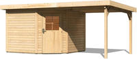 Karibu Woodfeeling Gartenhaus Neuruppin 3 + Anbaudach Breite 2,35 m naturbelassen