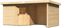 Karibu Woodfeeling Gartenhaus Neuruppin 2 + Anbaudach + Wände Breite 2,35 m naturbelassen