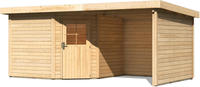 Karibu Woodfeeling Gartenhaus Neuruppin 3 + Anbaudach + Wände Breite 2,35m naturbelassen