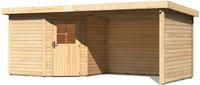 Karibu Woodfeeling Gartenhaus Neuruppin 2 + Anbaudach + Wände Breite 2,95 m naturbelassen