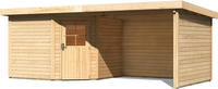Karibu Woodfeeling Gartenhaus Neuruppin 3 + Anbaudach + Wände Breite 2,95m naturbelassen