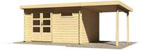Karibu Woodfeeling Blockbohlenhaus Bastrup 8 mit Schleppdach 2 m breit naturbelassen