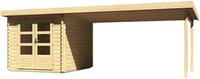 Karibu Woodfeeling Bastrup 4 Blockbohlenhaus 28 mm mit 400 cm Schleppdach