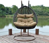 Deluxe Polyrattan Hängesessel Twin Braun geschwungen
