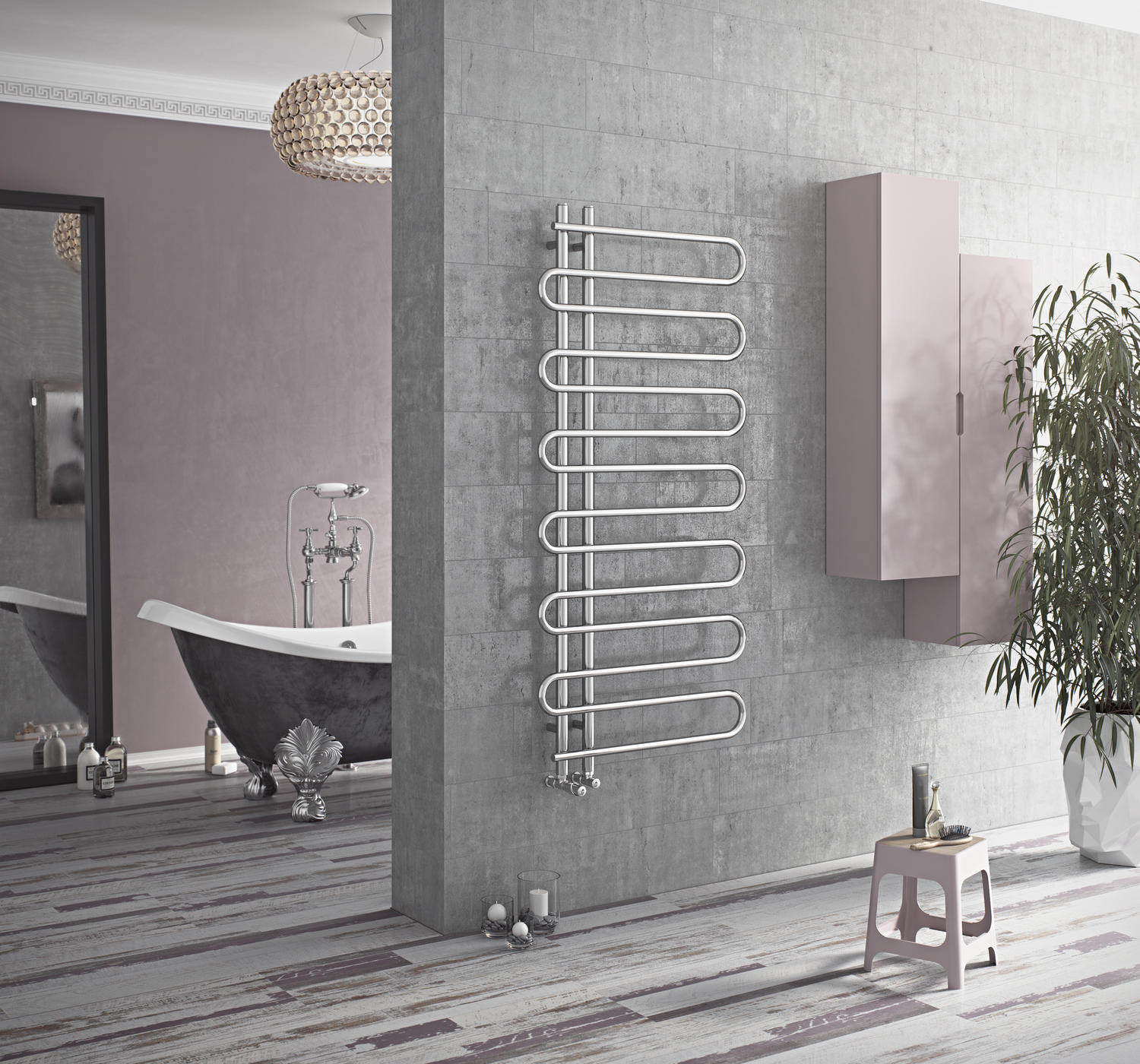 Badheizkörper C7 Design in Ausführung Chrom<br>(Variante: HxBxT: 1400x600x90 mm) Badheizkörper C7 Design in Ausführung Chrom<br>(Variante: HxBxT: 1400x600x90 mm)