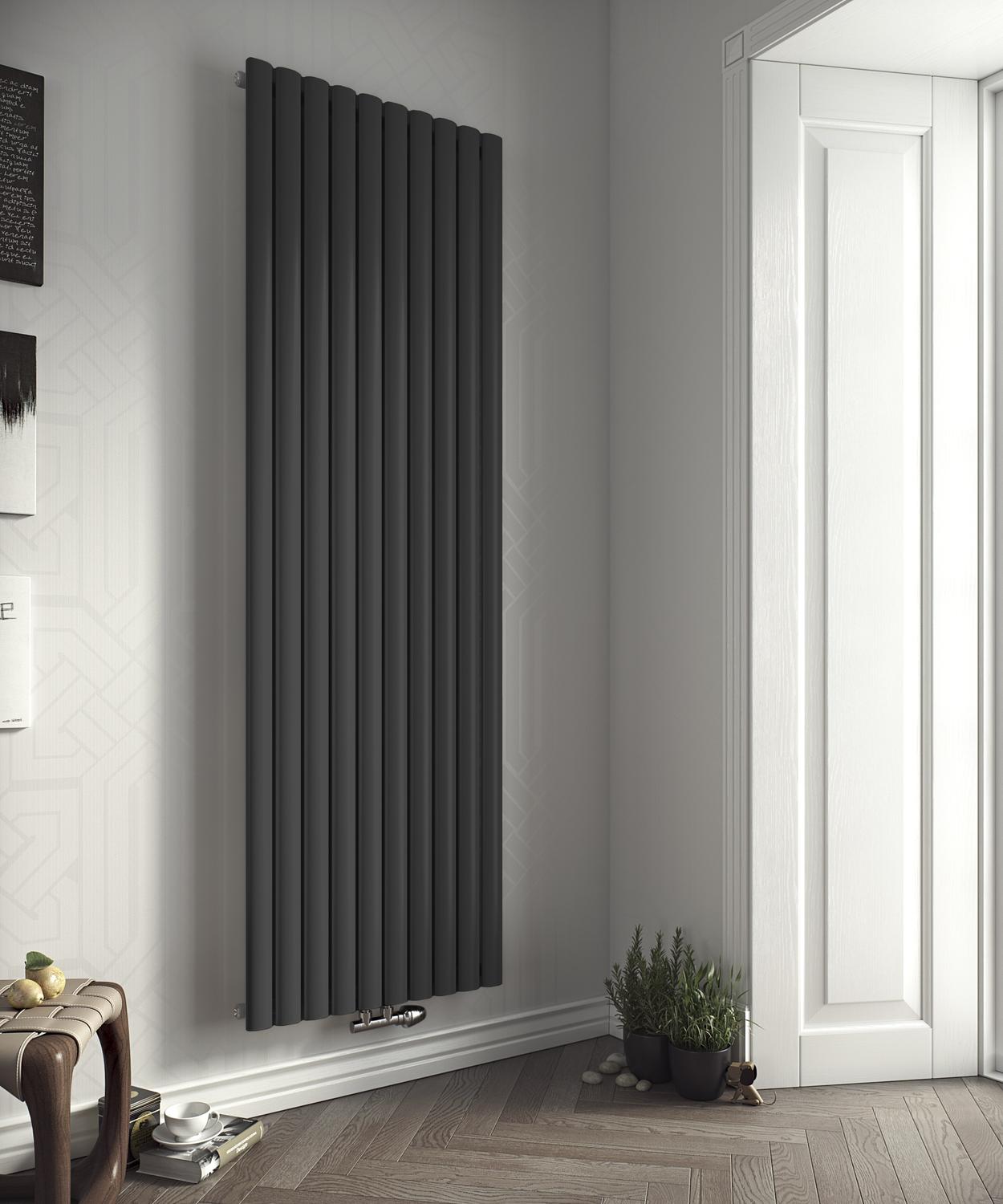 Röhrenheizkörper Fortuna ovale senkrecht weiss oder anthrazit<br>(Variante: HxBxT: 1800x468x55 mm anthrazit) Röhrenheizkörper Fortuna ovale senkrecht weiss oder anthrazit<br>(Variante: HxBxT: 1800x468x55 mm anthrazit)