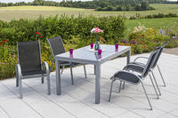 MX Alu Gartenmöbel Set Amalfi 5 tlg. schwarz, Textilbespannung